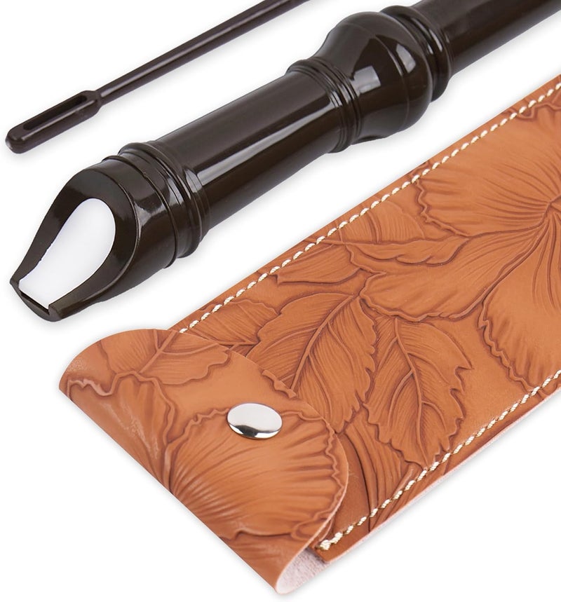 Haecsfl Recorder Instrument for Beginner Adults,8-Hole Soprano Descant Recorder Music Flute with with Cleaning Rod & Leather Case For Home Entertainment(2-Carved Light Brown) - Image 5